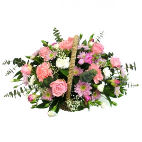 Pink basket arrangement